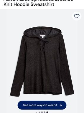 Market & Spruce Black Lace-Up Brushed Knit Hoodie